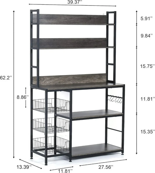 Kitchen Bakers Rack with Microwave Shelf