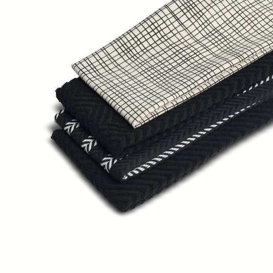 3-Pk Black Gold Kitchen Towels