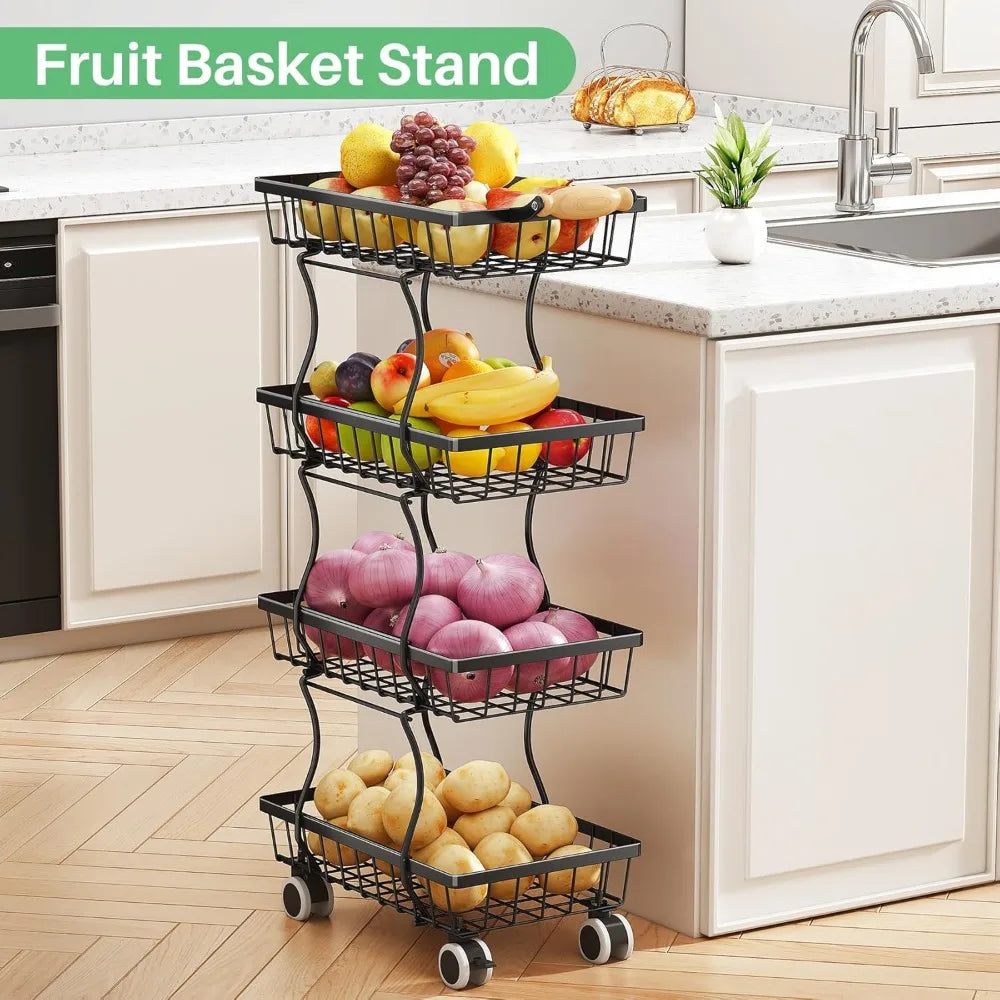 Stackable Metal Wire Basket Stand/Organizer