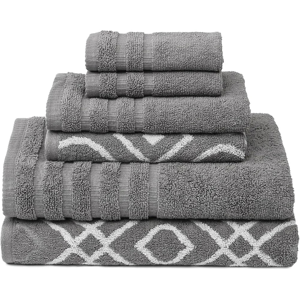 6-Pc Soft Jacquard Elegant Bathroom Towels