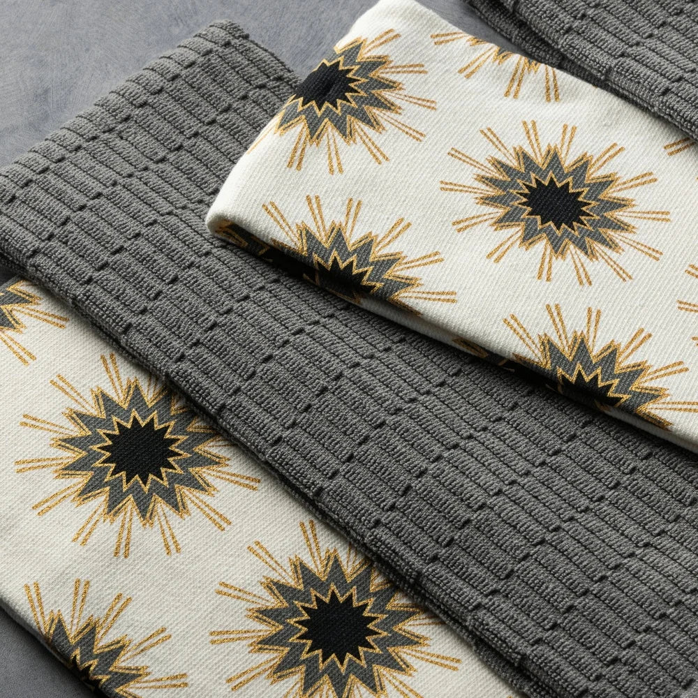 5-Pk Kitchen Towels Starburst Design