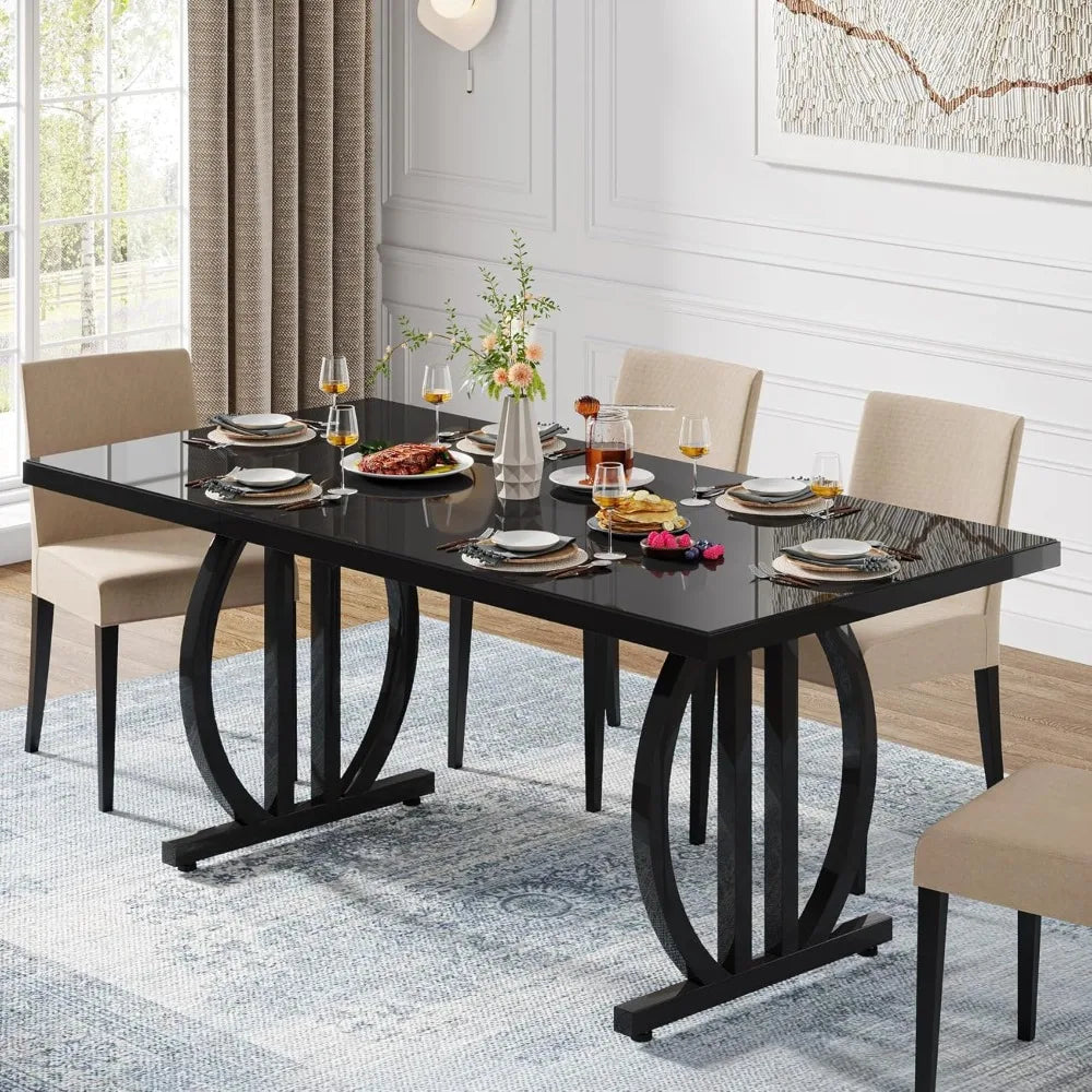 Black Kitchen Table with Metal Frame
