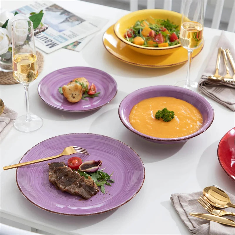 18Pc Colorful Ceramic Dinnerware Set