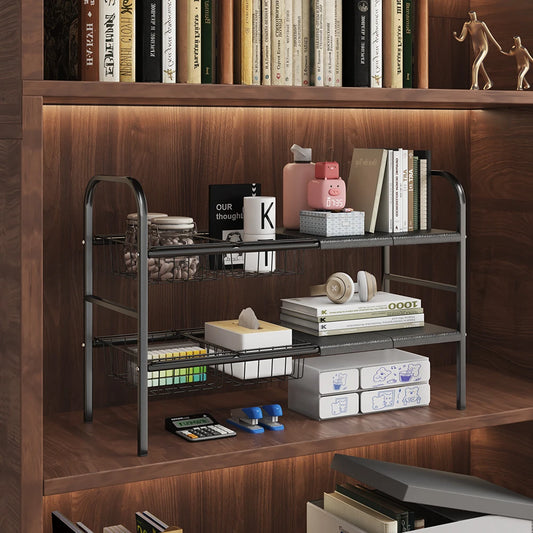 Multi-Use Expandable Storage Rack With Removable Baskets