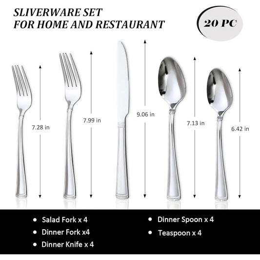 20-Pc Stainless Steel Modern Cutlery