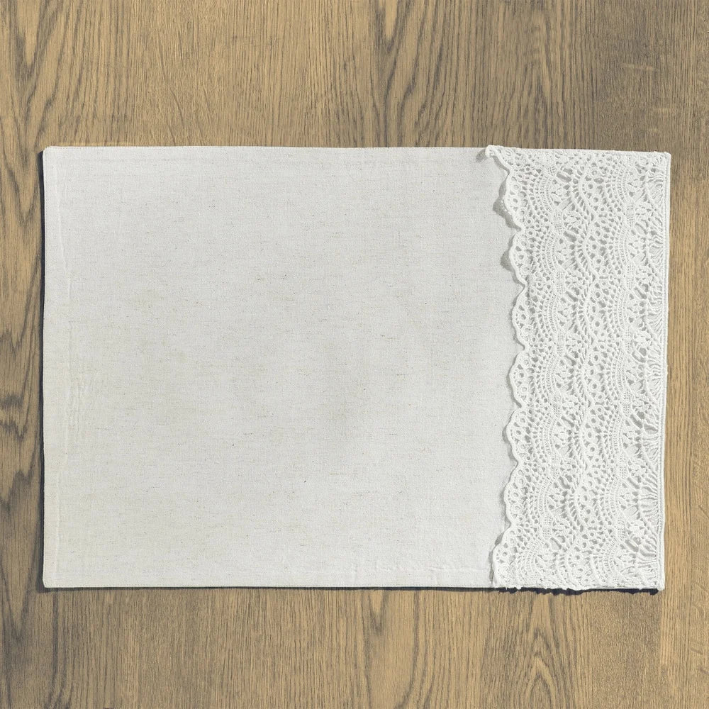 4-Pc Lace Cotton Linen Placemats