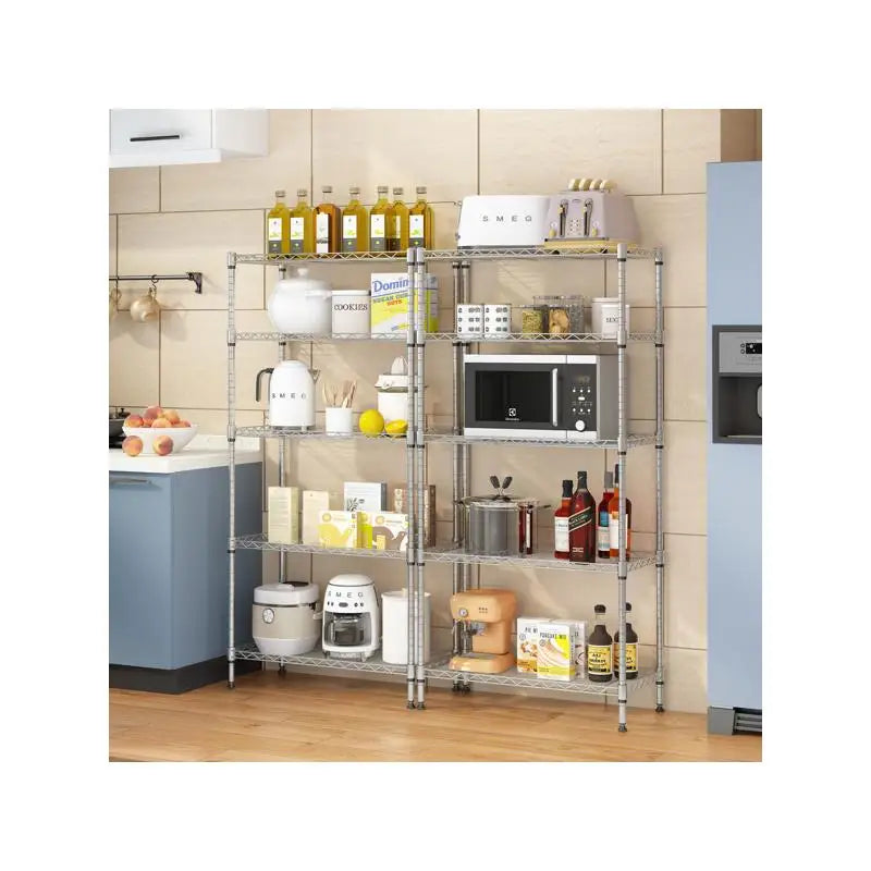Gray Carbon Steel Durable & Stylish 5-Shelf Storage Rack