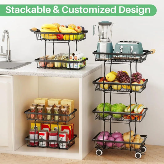 Stackable Metal Wire Basket Stand/Organizer