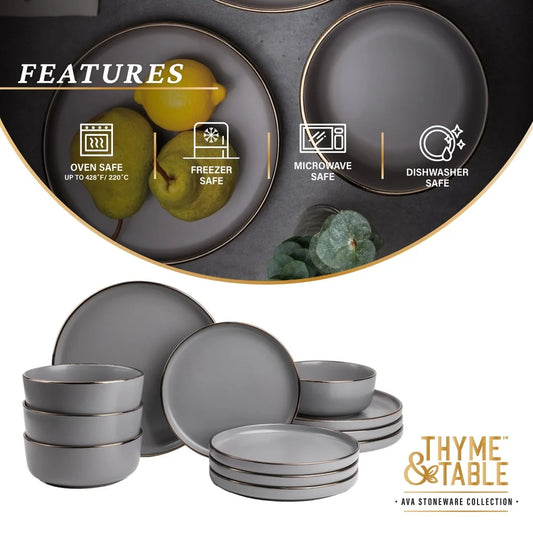 12-Pc Stoneware Dinnerware Set