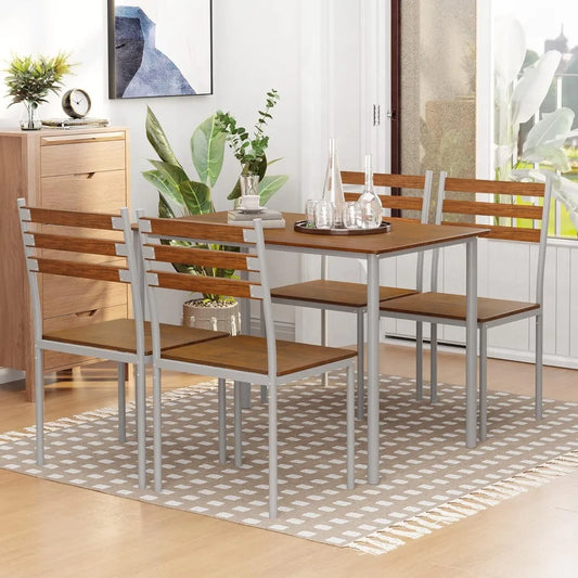 Modern Rectangular Dining Table w/4 Chairs