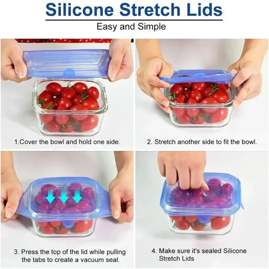 6-Pc  Square Reusable Stretch Lids