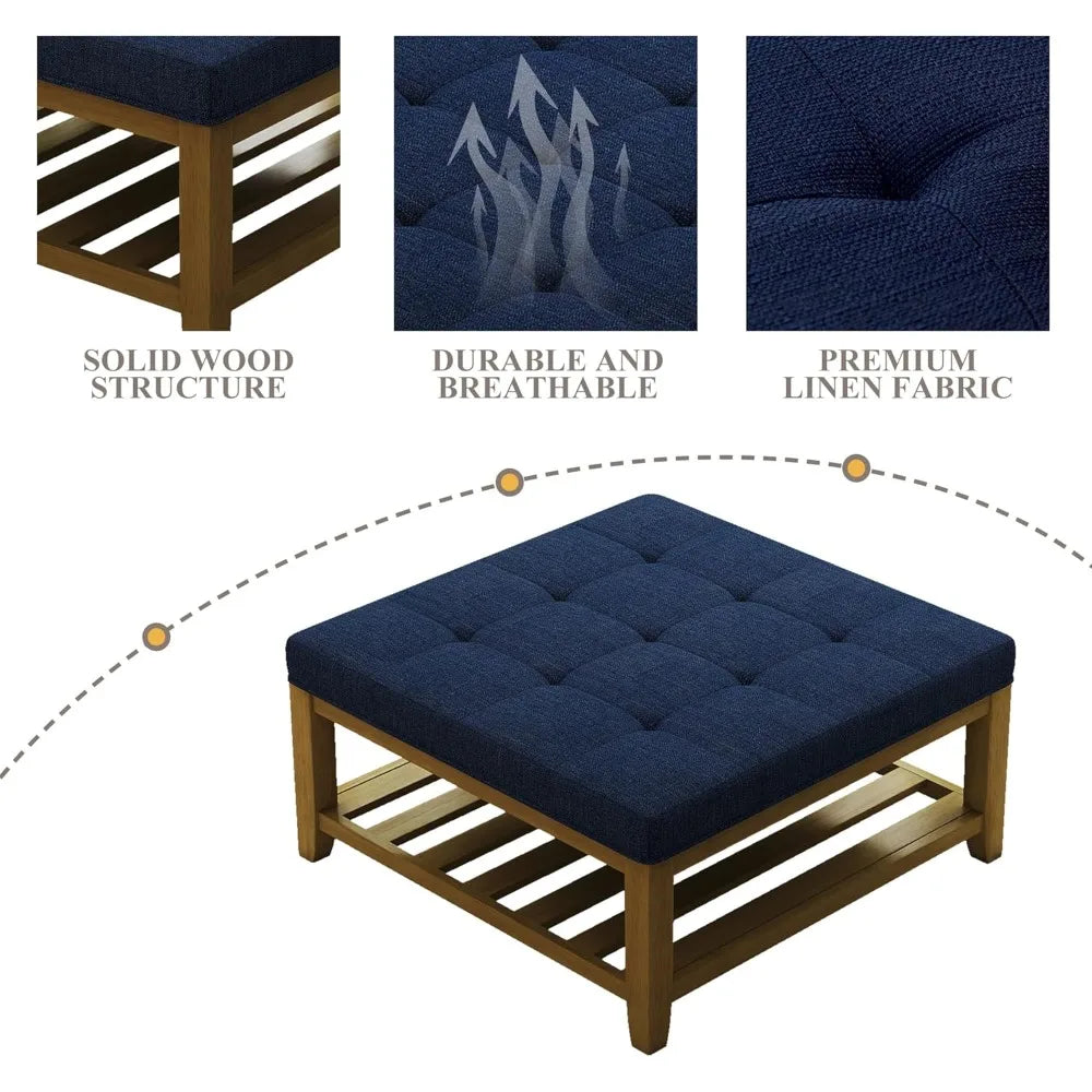 Linen Textured Square Ottoman/Coffee Table