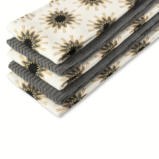 5-Pk Kitchen Towels Starburst Design