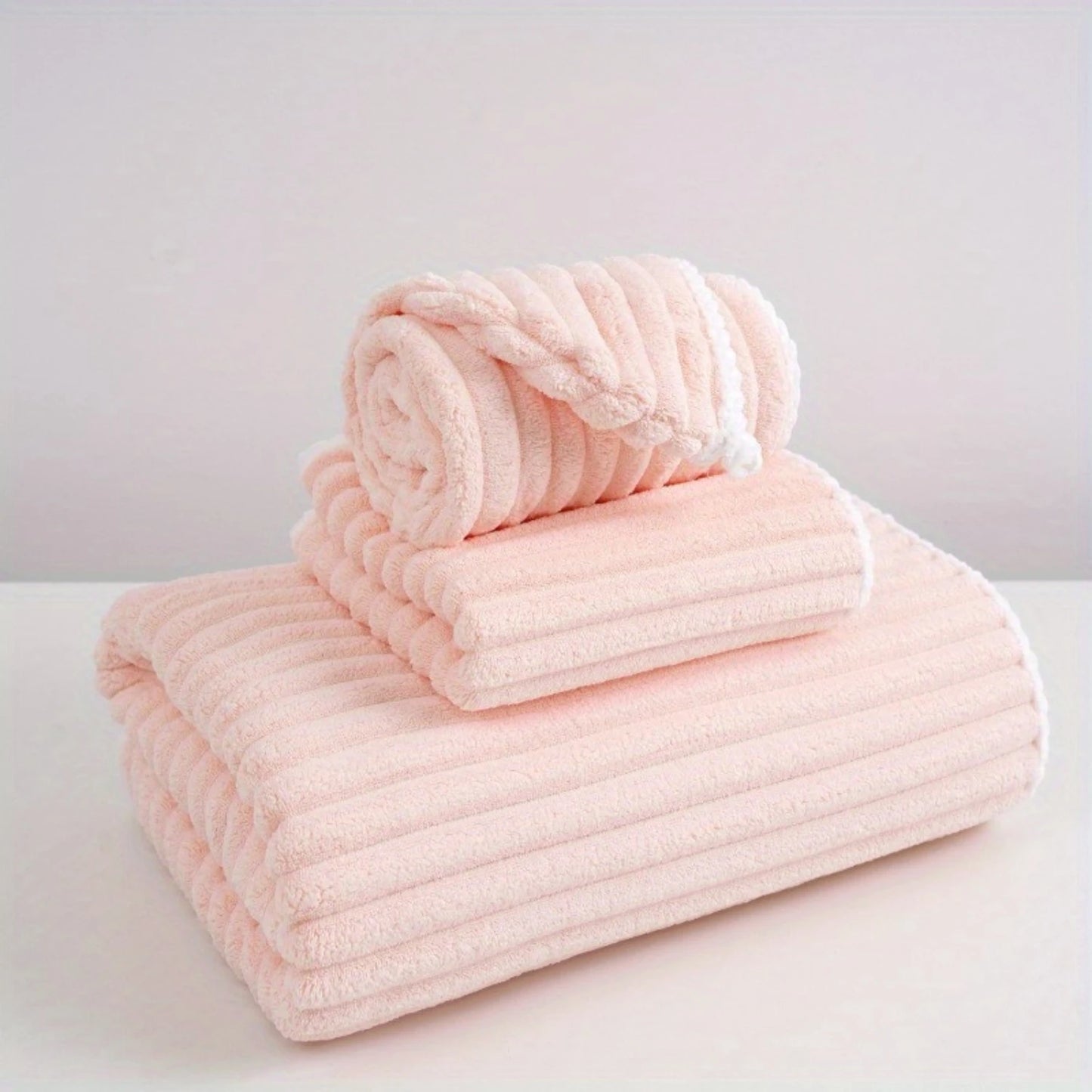 3-pc Coral Velvet Bath Towel Set