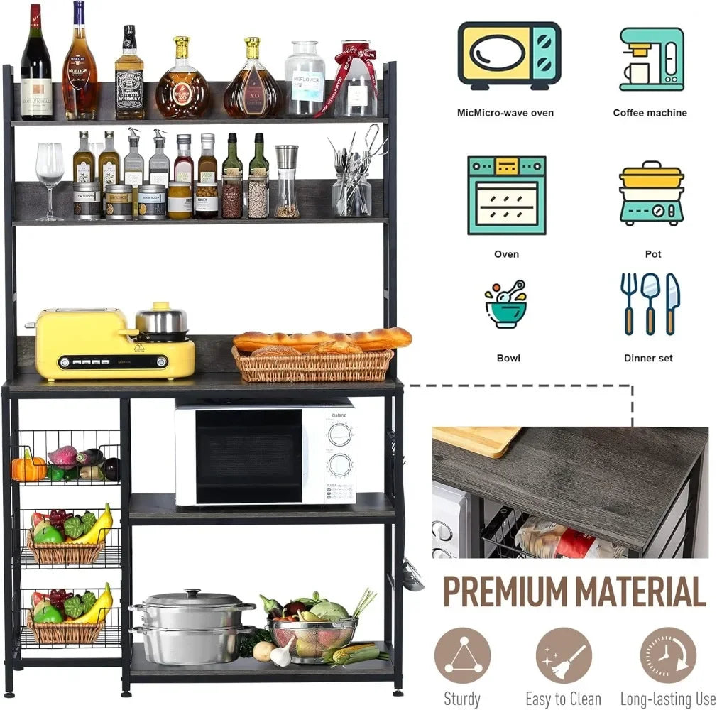 Kitchen Bakers Rack with Microwave Shelf