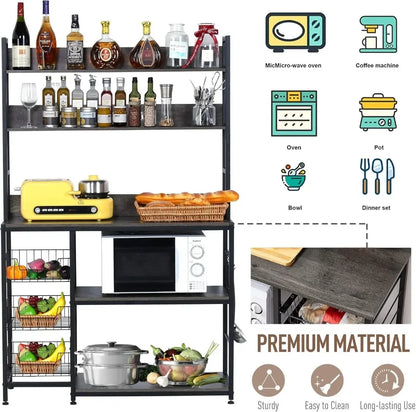 Kitchen Bakers Rack with Microwave Shelf