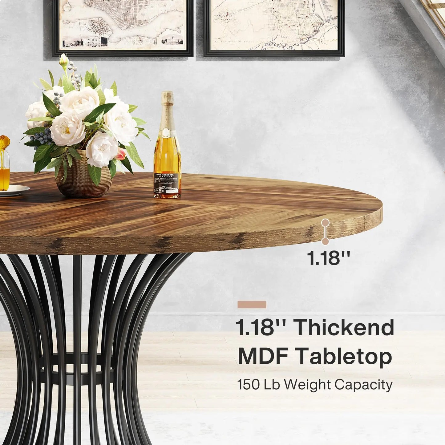 47-Inch Farmhouse Round Dining Table