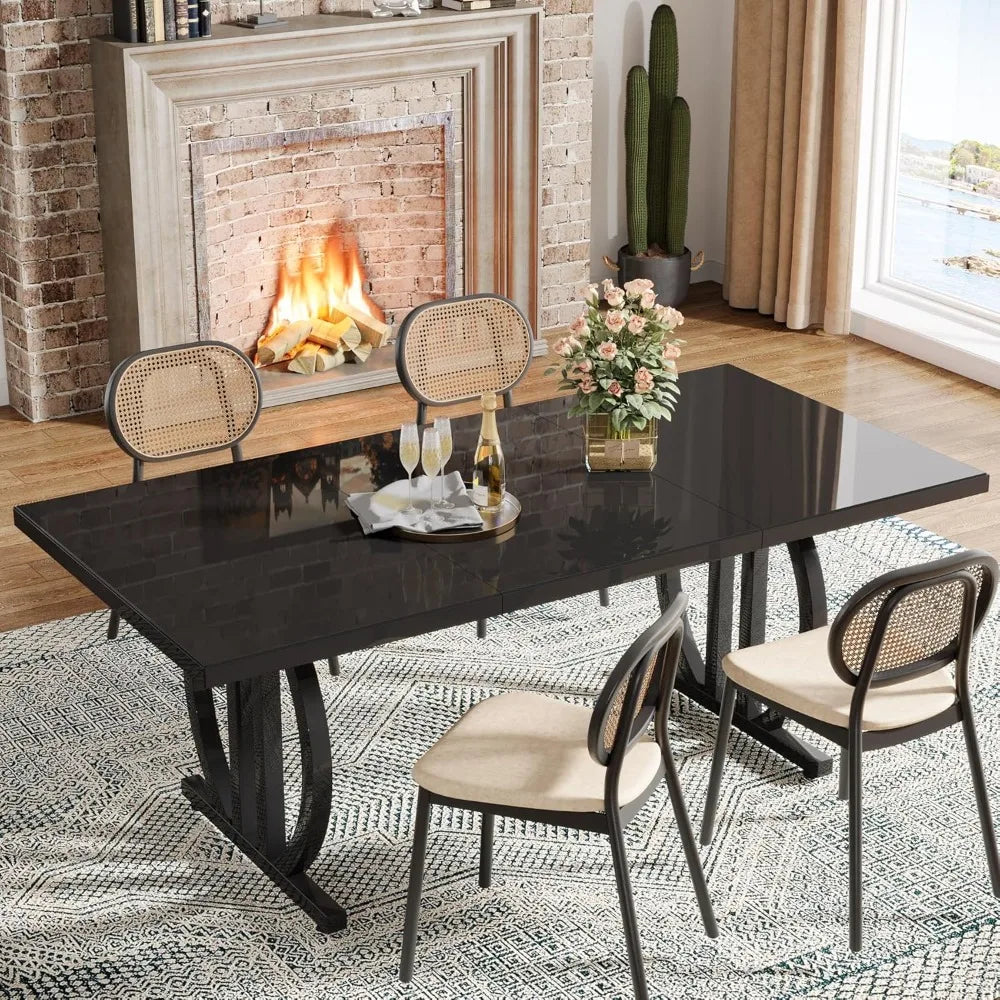 Black Kitchen Table with Metal Frame