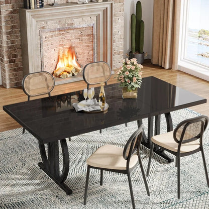 Black Kitchen Table with Metal Frame