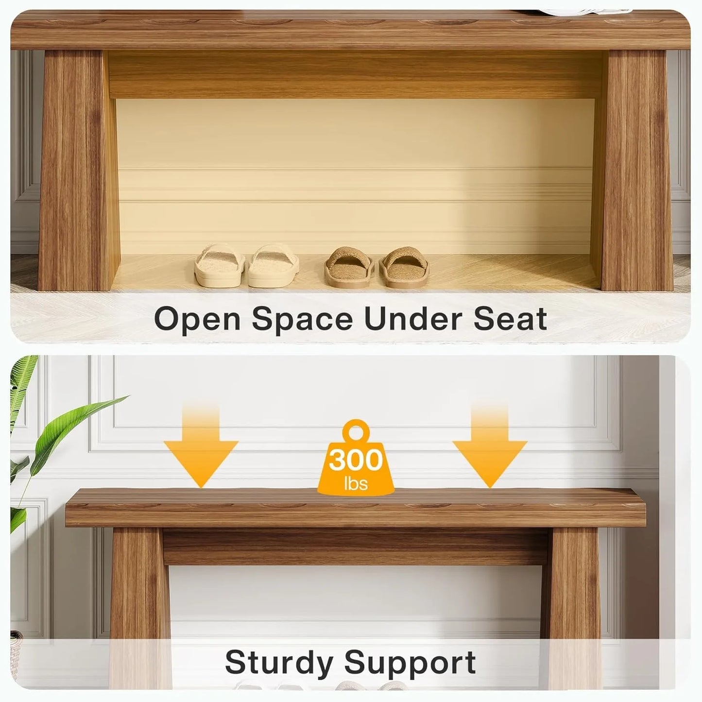 47-Inch Wood Entryway Bench