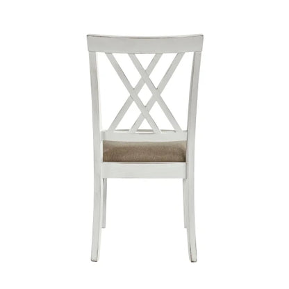 2-Pc Modern White & Oak Decorated Side Chairs