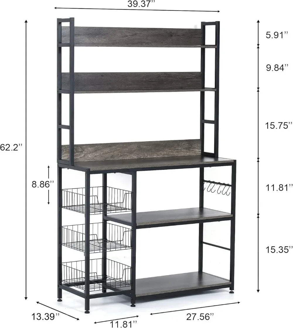 Kitchen Bakers Rack with Microwave Shelf