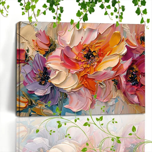 Textured Pastel Floral Wall Canvas