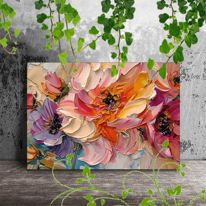 Textured Pastel Floral Wall Canvas