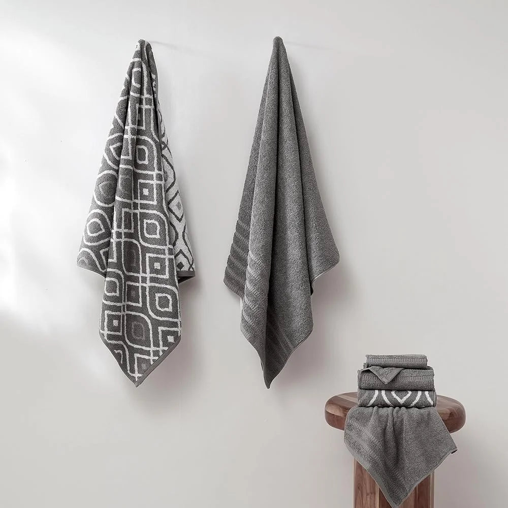 6-Pc Soft Jacquard Elegant Bathroom Towels