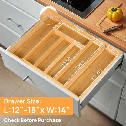 Expandable Bamboo Drawer Organizer