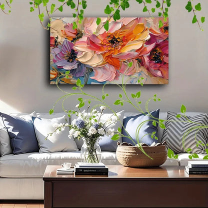 Textured Pastel Floral Wall Canvas