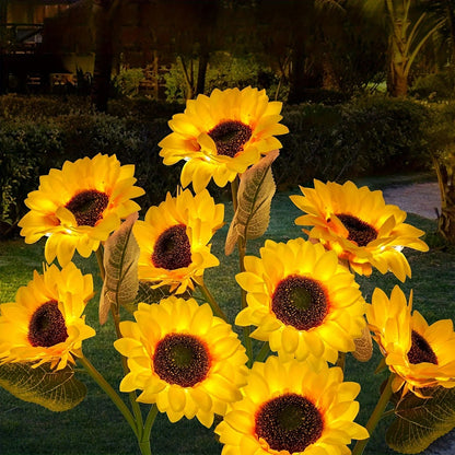 2Pack 3-Head Realistic Sunflower Garden Solar Lights