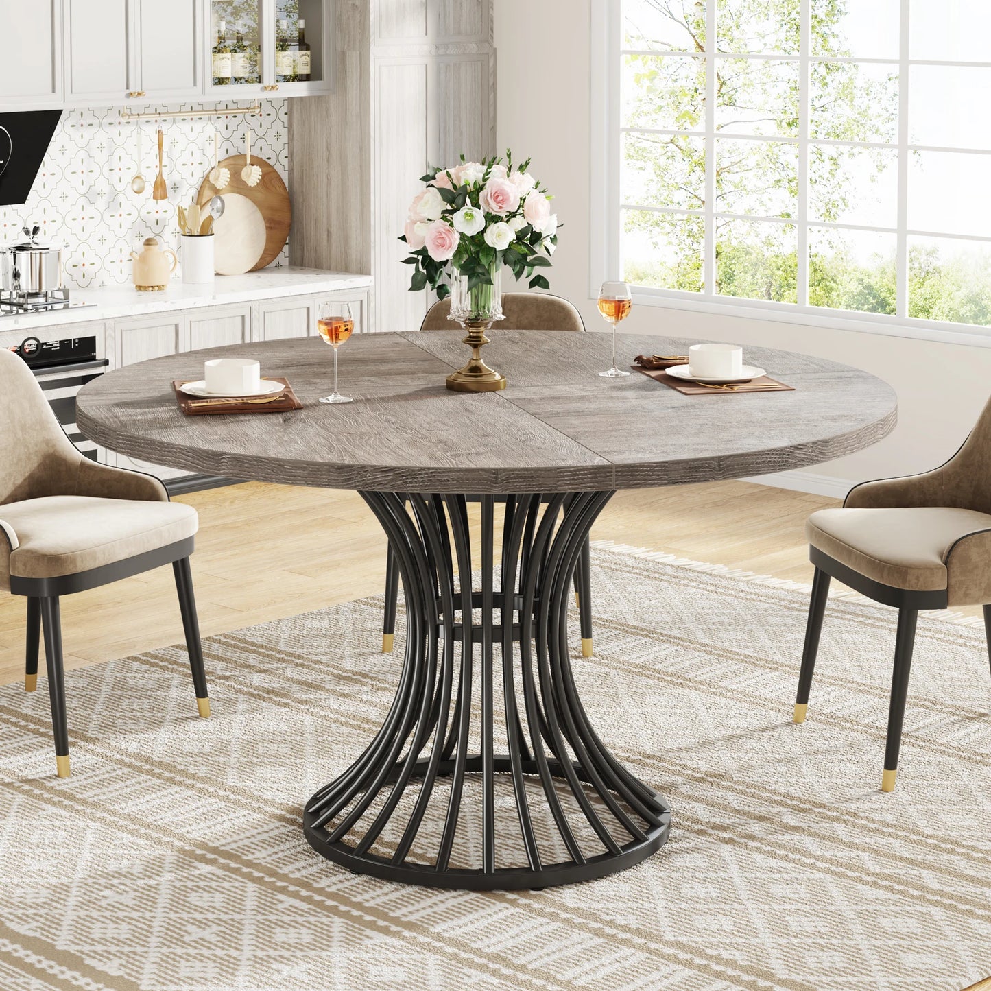 47-Inch Farmhouse Round Dining Table