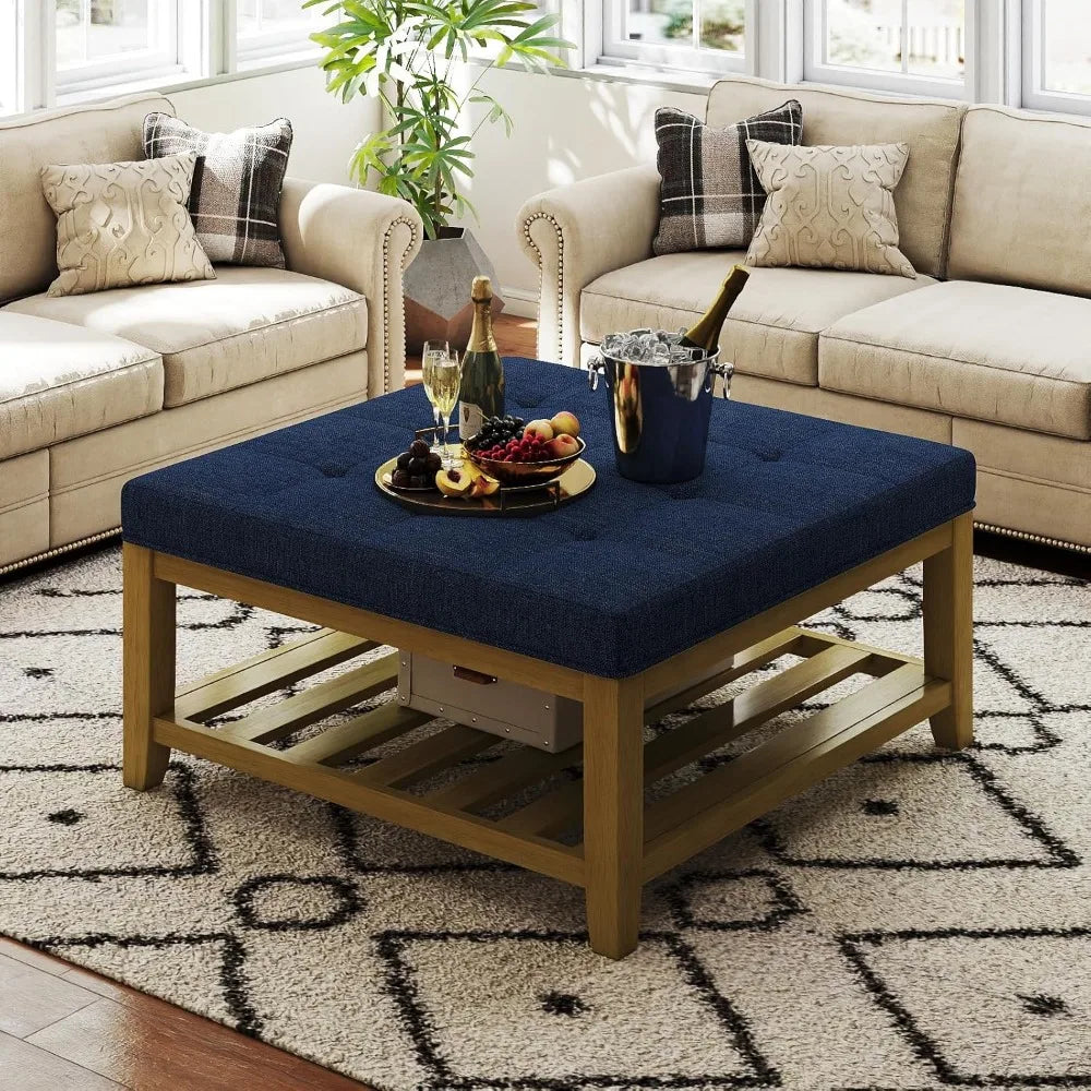 Linen Textured Square Ottoman/Coffee Table