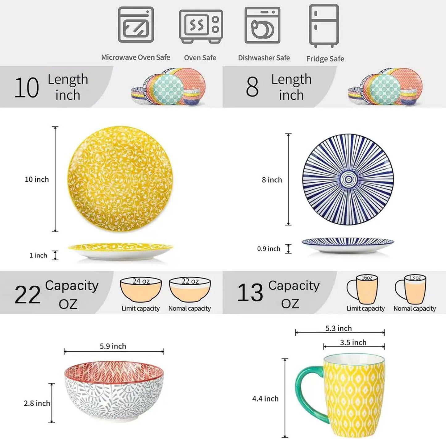 Ceramic Dinnerware Set for 4