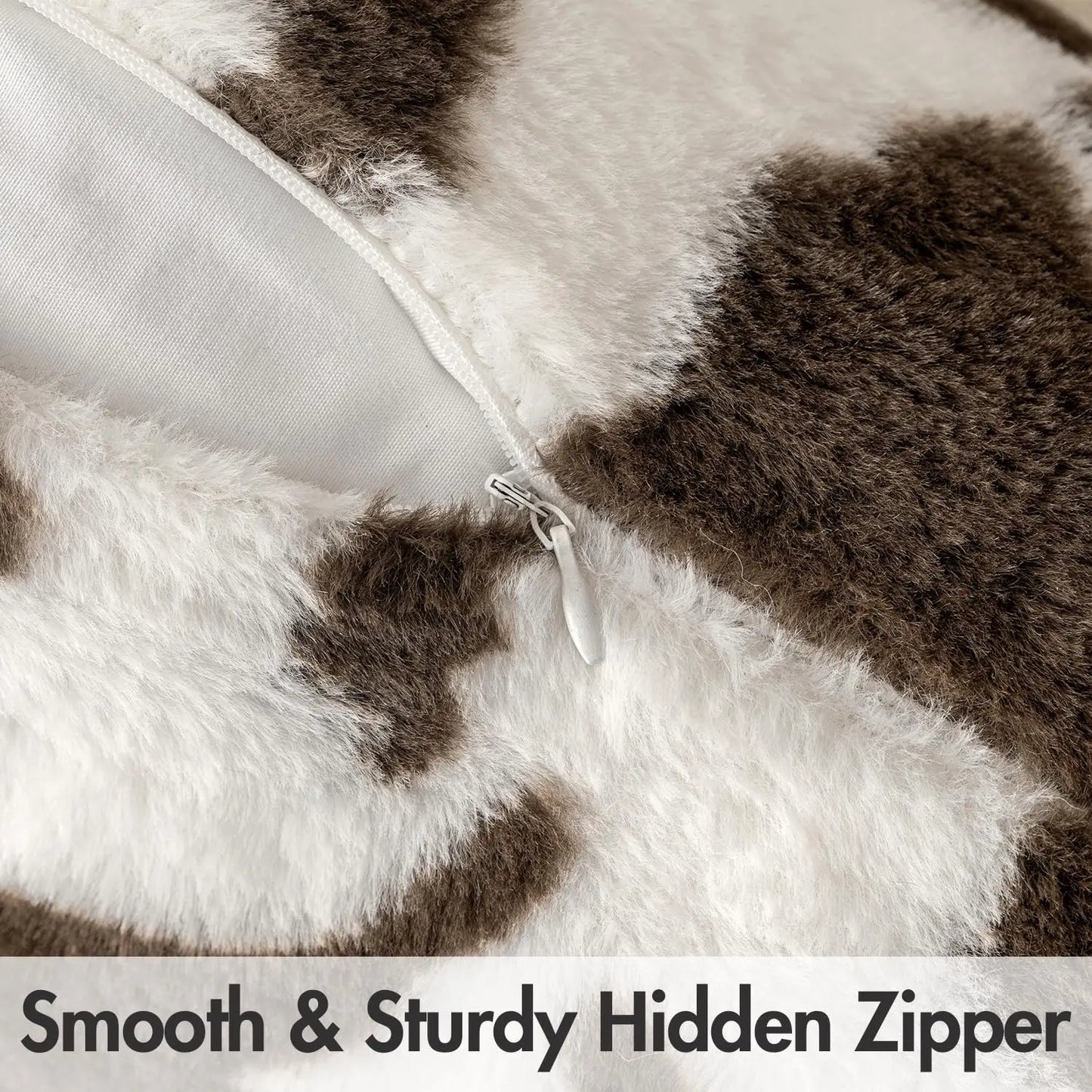 Pair of Luxury Cowhide Decorative Throw Pillow Covers