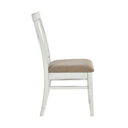 2-Pc Modern White & Oak Decorated Side Chairs