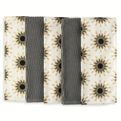 5-Pk Kitchen Towels Starburst Design
