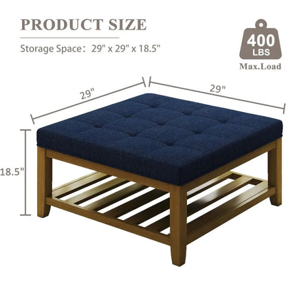 Linen Textured Square Ottoman/Coffee Table