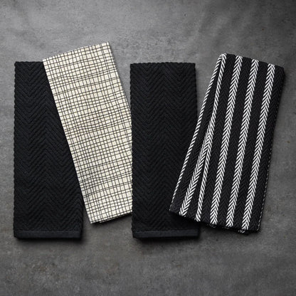 3-Pk Black Gold Kitchen Towels