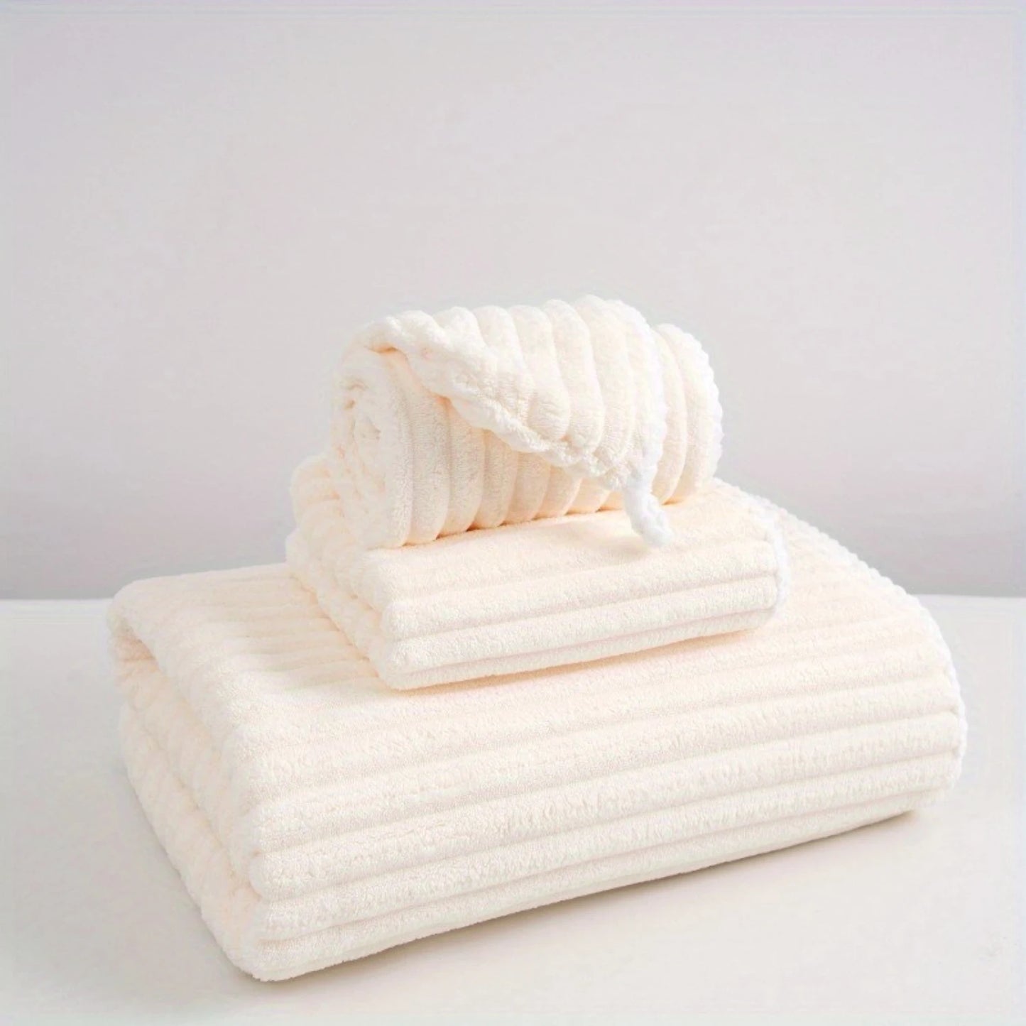 3-pc Coral Velvet Bath Towel Set
