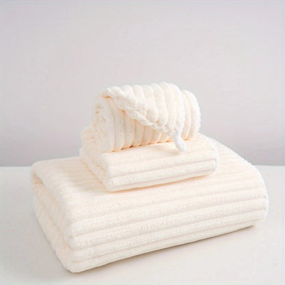 3-pc Coral Velvet Bath Towel Set