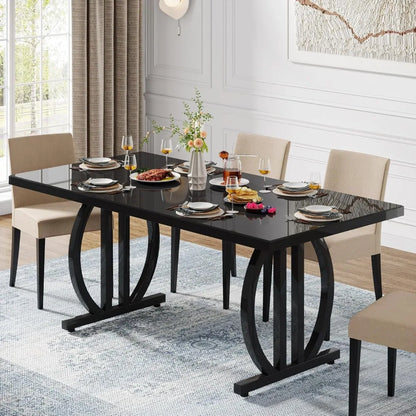 Black Kitchen Table with Metal Frame