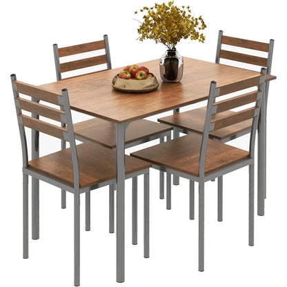 Modern Rectangular Dining Table w/4 Chairs