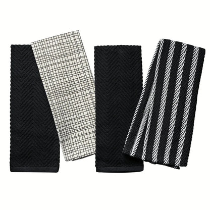 3-Pk Black Gold Kitchen Towels