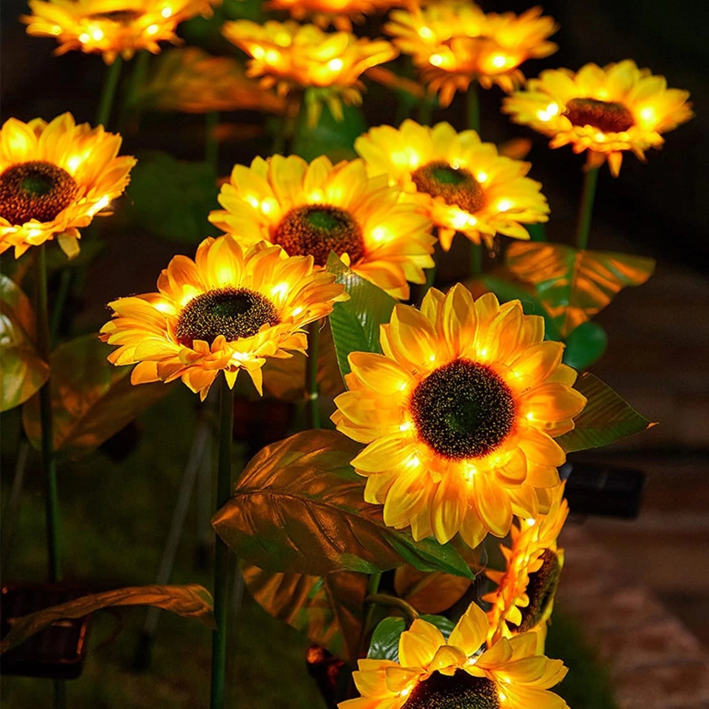2Pack 3-Head Realistic Sunflower Garden Solar Lights
