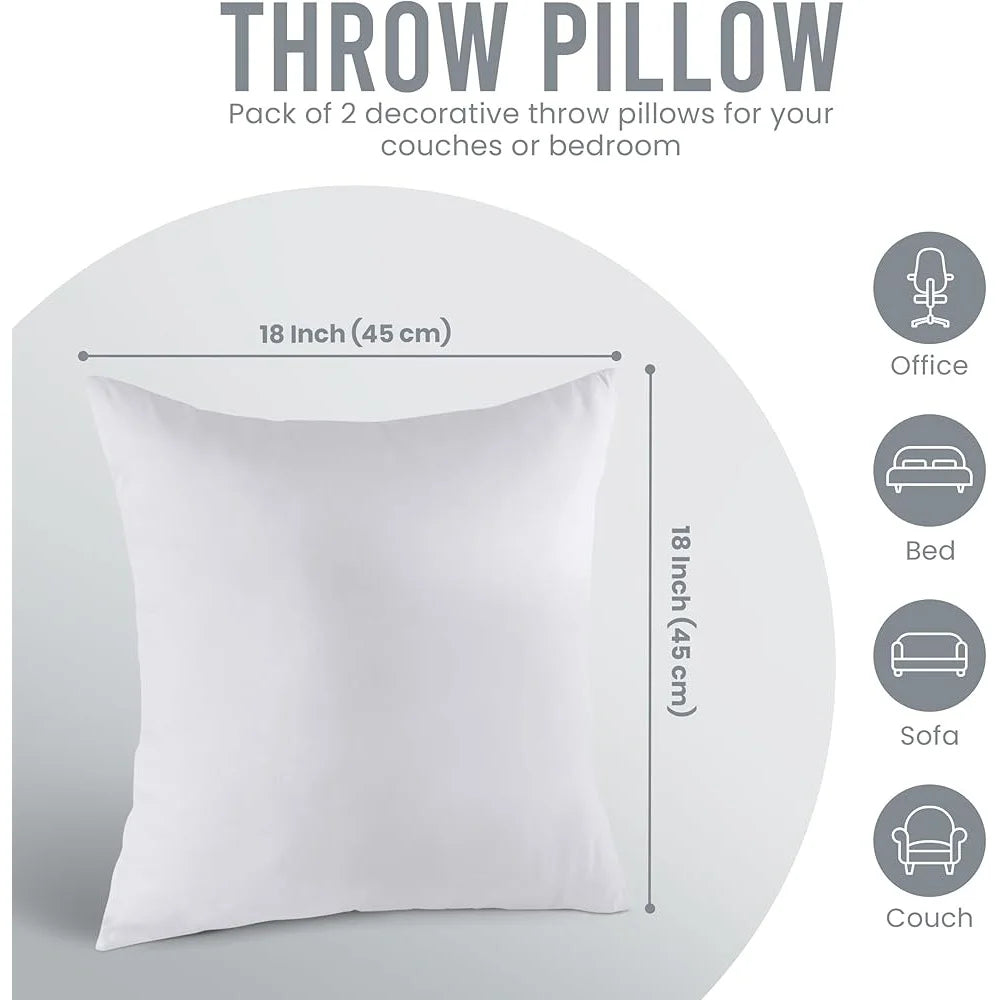 Pack of 2 White Throw Pillow Inserts