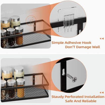 4 Pack Pantry Door Organizer/Hanging Storage Baskets w/Wall Mount
