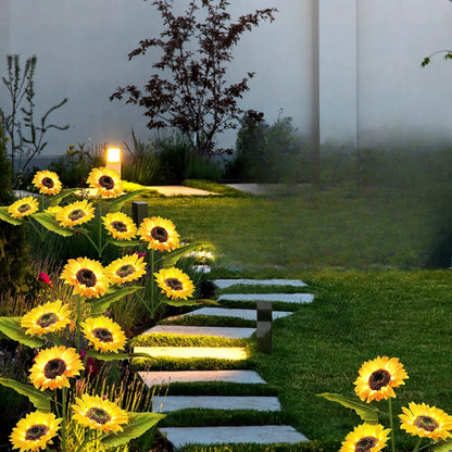 2Pack 3-Head Realistic Sunflower Garden Solar Lights
