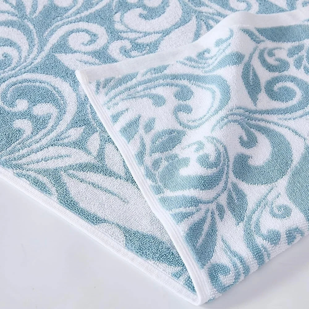6-Pc Reversible Yarn Dyed Jacquard Trefoil Filigree Bath Set